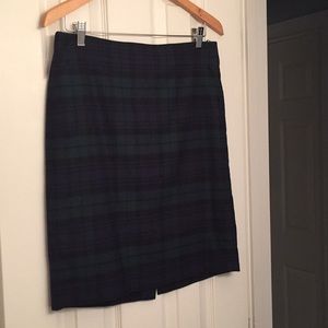 J Crew plaid wool blend pencil skirt. EUC.